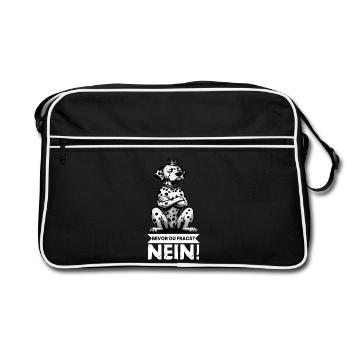 Bevor Du Fragst Nein Dalmatiner Dalmatinerhalter  - Retro Tasche - Schwarz/Weiß - Vorne