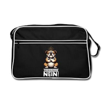 Bevor Du Fragst Nein Englische Bulldogge Bully    - Retro Tasche - Schwarz/Weiß - Vorne