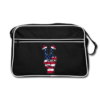 Drapeau des États-Unis Noël Symbole de la paix utilisé - Sac Retro - noir/blanc - Devant