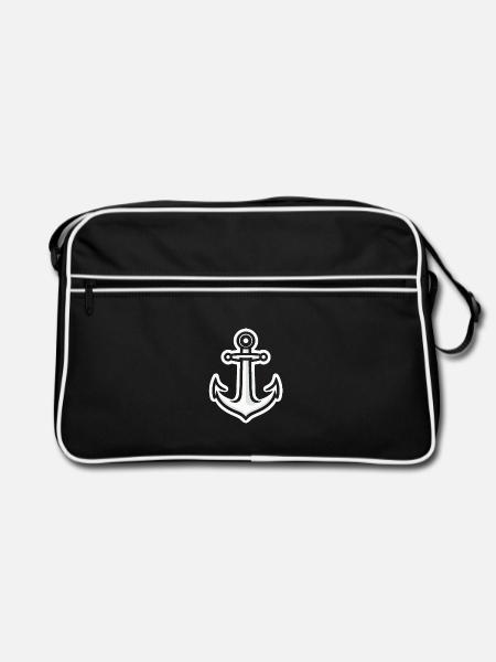 Anker Sticker einfach - Retro Tasche - Schwarz/Weiß