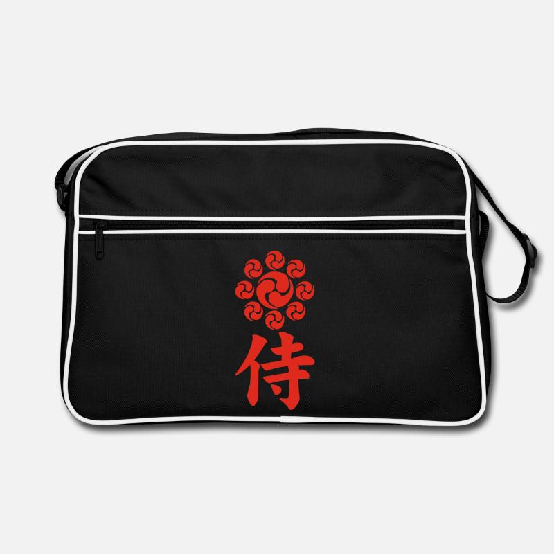 Emblème samouraï du clan Uesugi (rouge) - Sac Retro - noir/blanc