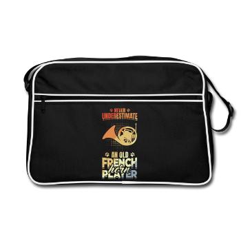 Never underestimate old French horn players - Retro Bag - black/white - Front