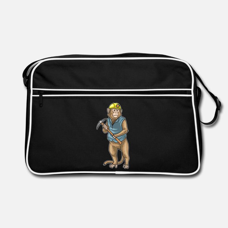 Affe Bergarbeiter Spitzhacke Bergbau Retro Tasche