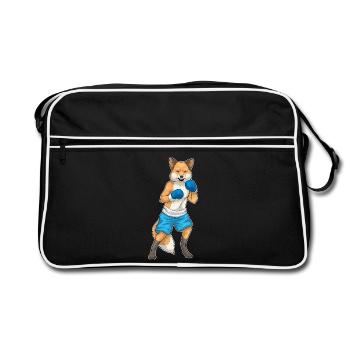 Fuchs Boxer Boxhandschuhe Boxen - Retro Tasche - Schwarz/Weiß - Vorne