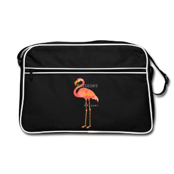 Flamingo Design mit Schrift - Retro Tasche - Schwarz/Weiß - Vorne