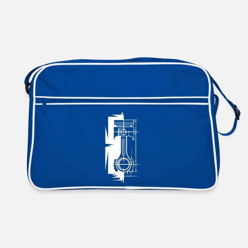 Piston Sketch Off Block Engine Car Symbol v8 Logo Retro Bag