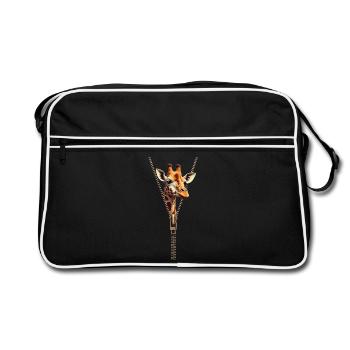 Stylized Giraffe with Zipper - Retro Bag - black/white - Front