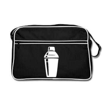 Cocktail Shaker Cocktailbar Geschenk Barkeeper - Retro Tasche - Schwarz/Weiß - Vorne