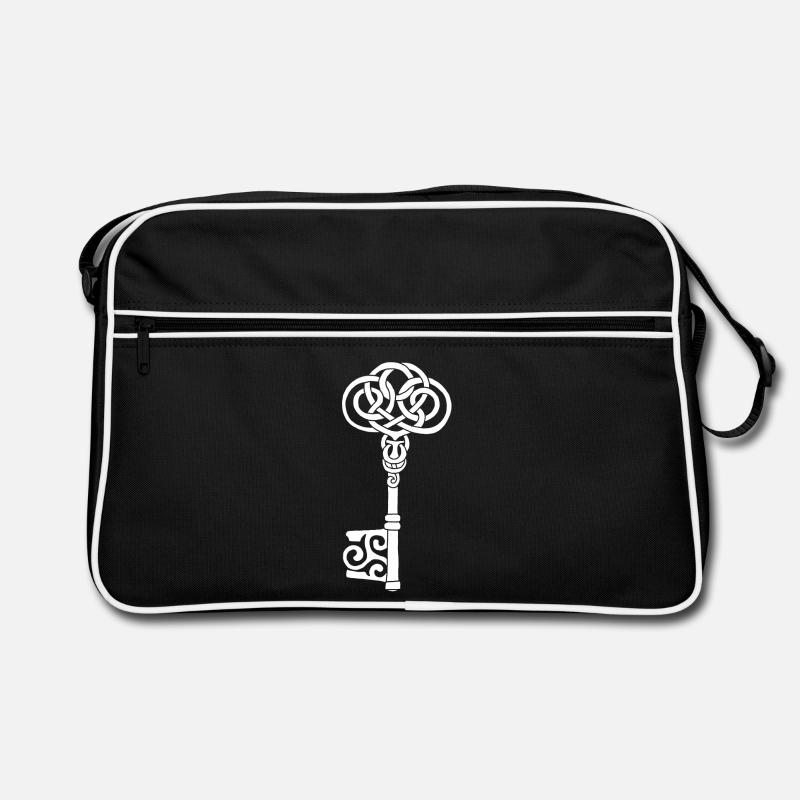 Weißer keltischer Schlüssel Retro Tasche
