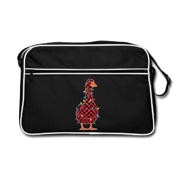 Humour Oie Noël Plaid Rouge Carreaux - Sac Retro - noir/blanc - Devant