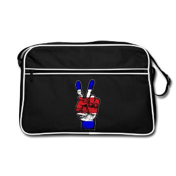 Costa Rica Flag Peace Victory Symbol used - Retro Bag - black/white - Front