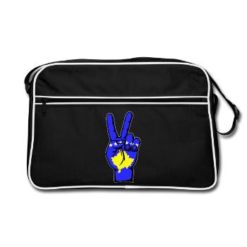 Symbole de la victoire de la paix du drapeau du Kosovo - Sac Retro - noir/blanc - Devant