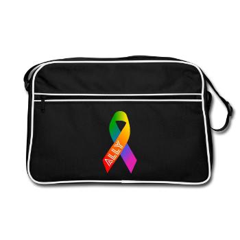 Queer Rainbow Bow Peace Sign - Retro Bag - black/white - Front
