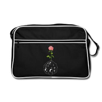 Die Blume und der weiße Planet - Retro Tasche - Schwarz/Weiß - Vorne