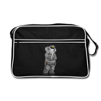 Elefant Polizist Polizeimütze Polizei - Retro Tasche - Schwarz/Weiß - Vorne