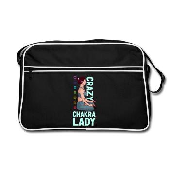 Verrückte Chakra-Lady - Retro Tasche - Schwarz/Weiß - Vorne