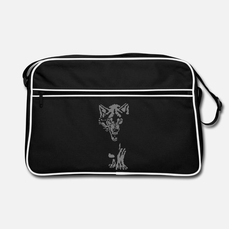 Wolf - Retro Tasche - Schwarz/Weiß