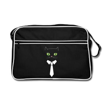 Business cat - Retro Bag - black/white - Front
