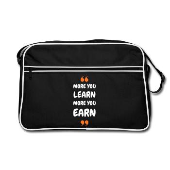 Plus vous apprenez, plus vous gagnez - Sac Retro - noir/blanc - Devant
