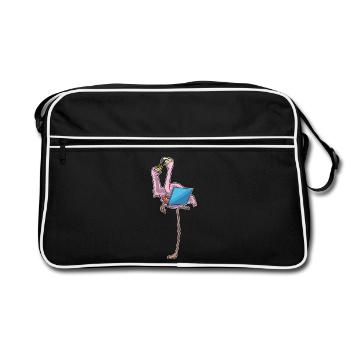 Pizza aux flamants roses - Sac Retro - noir/blanc - Devant