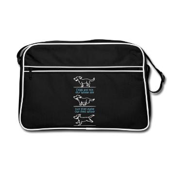Hunde machen unser Leben ganz (dunkel) - Retro Tasche - Schwarz/Weiß - Vorne