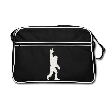 Felliger Yeti Rockhand Pose Festival Metal - Retro Tasche - Schwarz/Weiß - Vorne