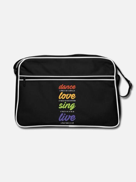Dance-love-sing-live (dark) - Retro Bag - black/white - Front