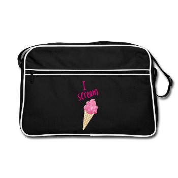 I scream Icecream Eiscreme Eis Fan coole Sprüche - Retro Bag - black/white - Front