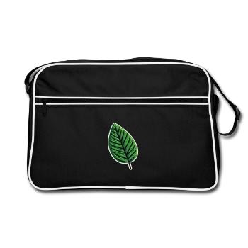 Grünes Blatt Patch - Retro Tasche - Schwarz/Weiß - Vorne