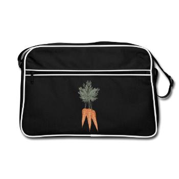 Nostalgischer Karotten Bund als Vintage Zeichnung - Retro Tasche - Schwarz/Weiß - Vorne