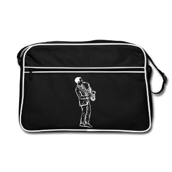 Saxophone Boy Drawing - Retro Bag - black/white - Front