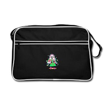 Bunte Fantasie mit Löwenzahn - Retro Tasche - Schwarz/Weiß - Vorne