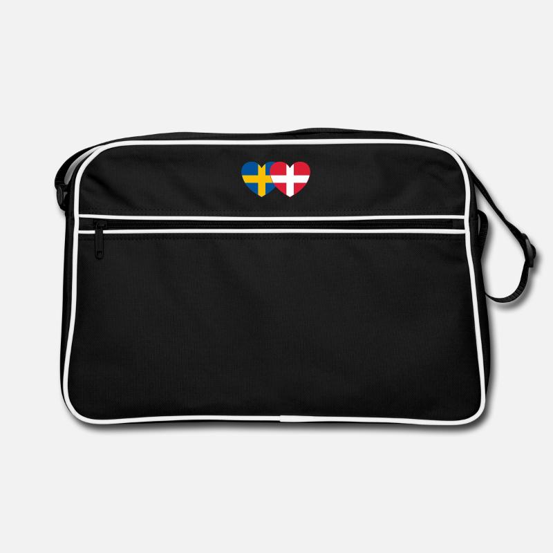 Schweden Dänemark Flagge Herz Retro Tasche