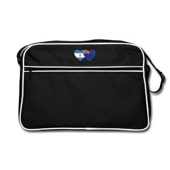 Drapeau de l’Argentine et de la Nouvelle-Zélande Coeur - Sac Retro - noir/blanc - Devant