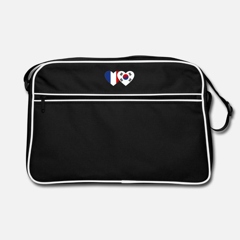 France Corée du Sud Drapeau Coeur Sac Retro