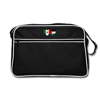 Mexique Palestine drapeau coeur - Sac Retro - noir/blanc - Devant