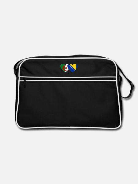 Algérie Bosnie Drapeau Coeur - Sac Retro - noir/blanc - Devant