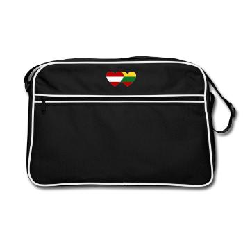Autriche Lituanie Drapeau Coeur - Sac Retro - noir/blanc - Devant