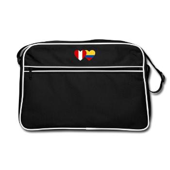 Pérou Colombie Drapeau Coeur - Sac Retro - noir/blanc - Devant