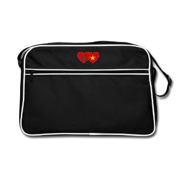 Maroc Vietnam Drapeau Coeur - Sac Retro - noir/blanc - Devant