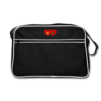 Vietnam Maroc Drapeau Coeur - Sac Retro - noir/blanc - Devant