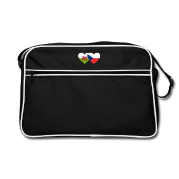 Pays de Galles République tchèque Drapeau Coeur - Sac Retro - noir/blanc - Devant