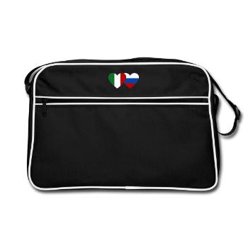 Italie Russie Drapeau Coeur - Sac Retro - noir/blanc - Devant