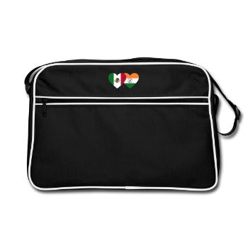 Mexico India Flag Heart - Retro Bag - black/white - Front