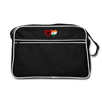 Albania India Flag Heart - Retro Bag - black/white - Front