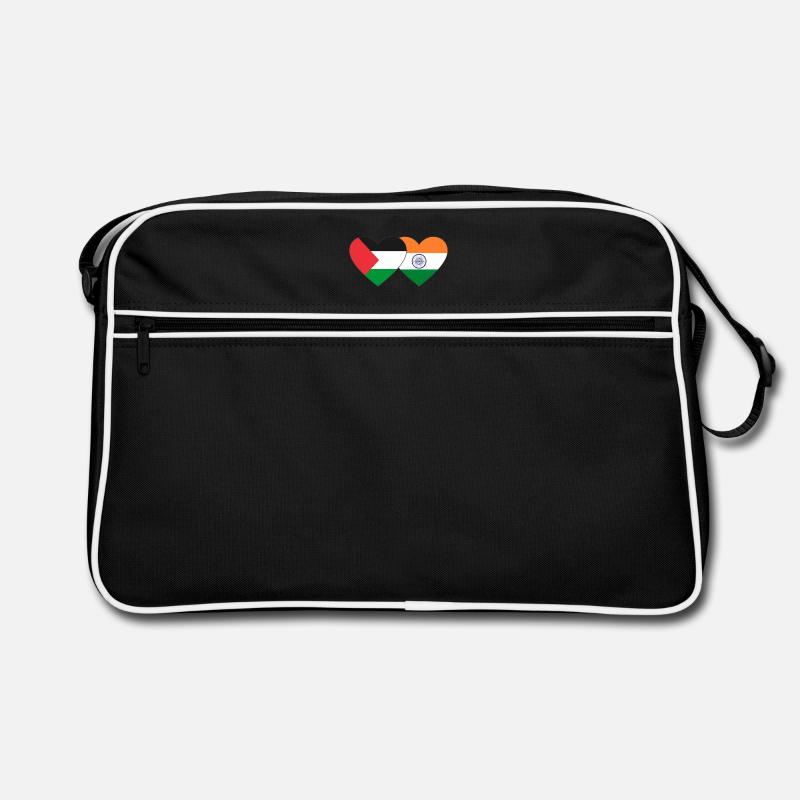 Drapeau de la Palestine et de l’Inde - Sac Retro - noir/blanc