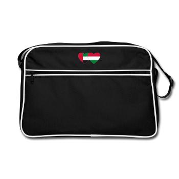 United Arab Emirates Hungary Flag Heart - Retro Bag - black/white - Front