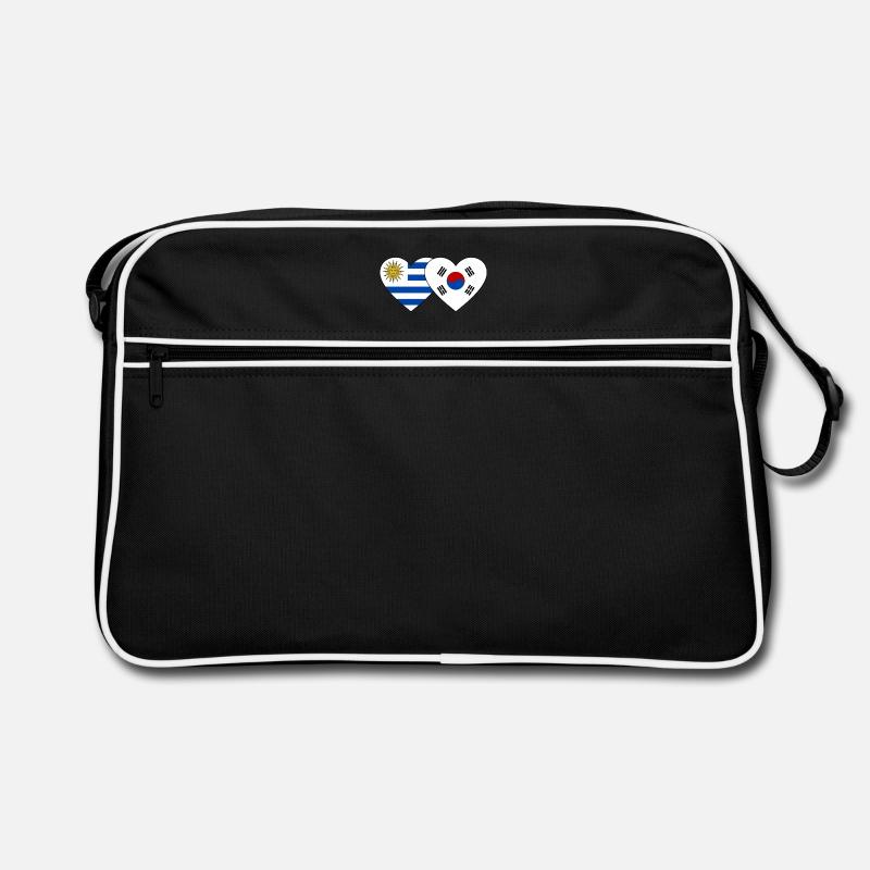 Uruguay Südkorea Flagge Herz Retro Tasche