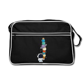 Astronaut with ice cream - Retro Bag - black/white - Front
