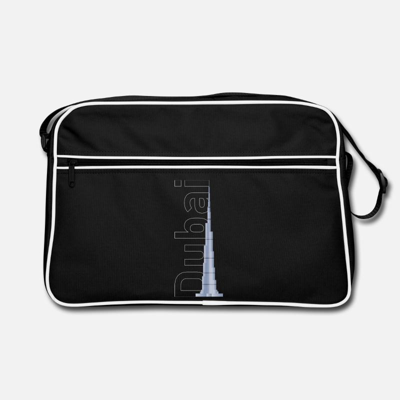 Silhouette de Dubaï – Burj Khalifa - Sac Retro - noir/blanc